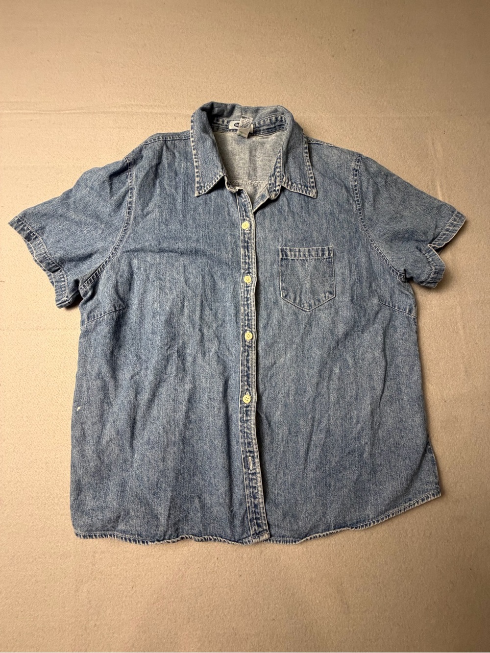 Old Navy Short-Sleeve Denim Button-Down Shirt - Light Blue